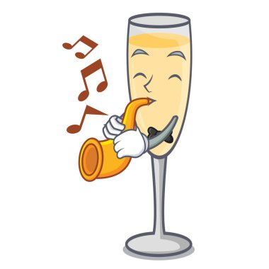Trompet şampanya maskot karikatür tarzı ile