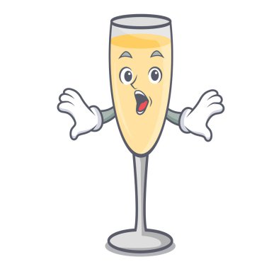 Sürpriz şampanya maskot karikatür tarzı