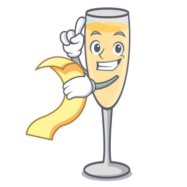 Menü şampanya maskot karikatür tarzı ile