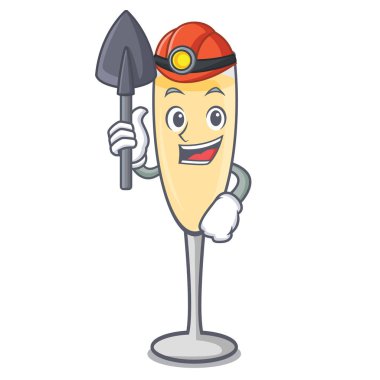 Madenci şampanya maskot karikatür tarzı