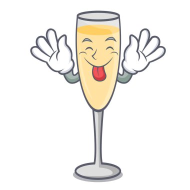 Şampanya maskot karikatür tarzı dil