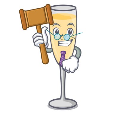 Yargıç şampanya maskot karikatür tarzı