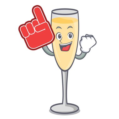 Parmak şampanya maskot karikatür tarzı köpük