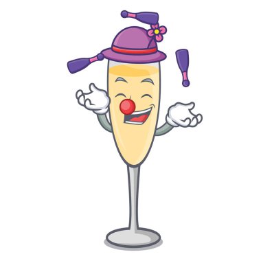 Şampanya maskot karikatür tarzı hokkabazlık