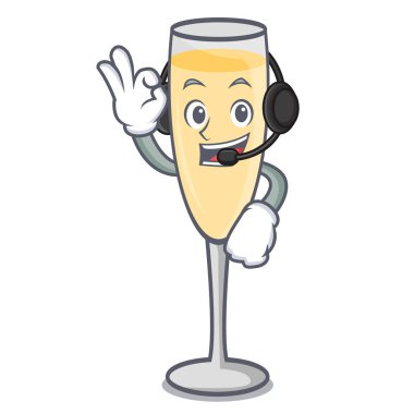 Kulaklık şampanya maskot karikatür tarzı ile