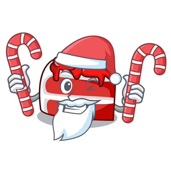 Santa Avec Des Bonbons Rouge Velours Mascotte Dessin Animé Vectoriel — Image vectorielle