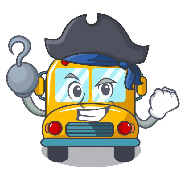 Pirata Scuola Autobus Personaggio Cartone Animato Vettore Illustrazione — Vettoriale Stock