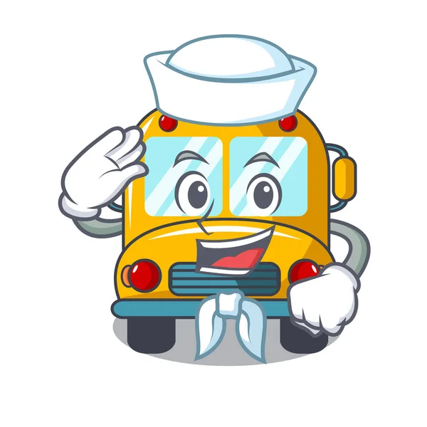 Marinheiro Escola Ônibus Personagem Desenho Animado Vetor Ilustração — Vetor de Stock