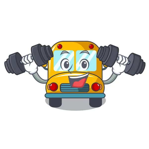 Fitness School Bus Character Cartoon Vector Illustration — Stock Vector