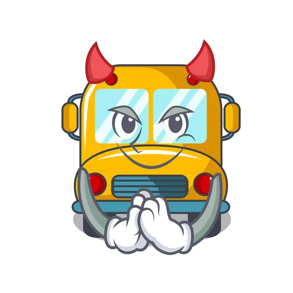 Diablo Escolar Autobús Mascota Dibujos Animados Vector Ilustración — Vector de stock