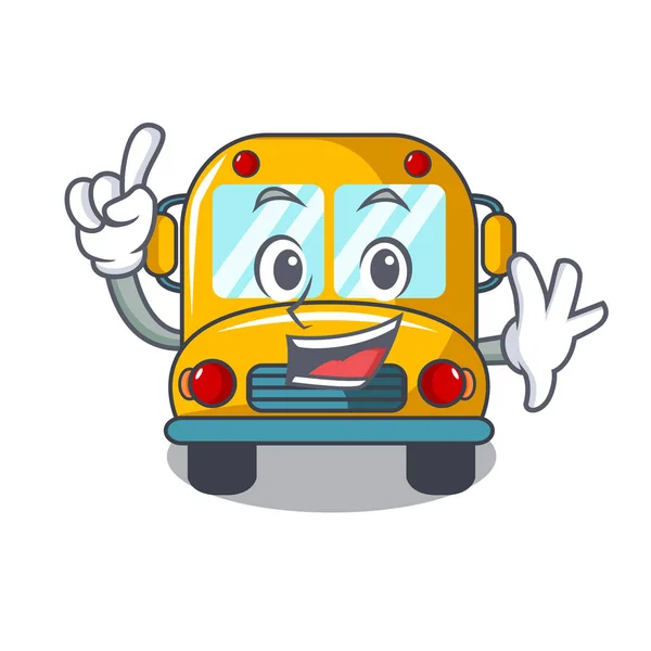 Finger School Bus Mascot Cartoon Vector Illustration — Stock Vector