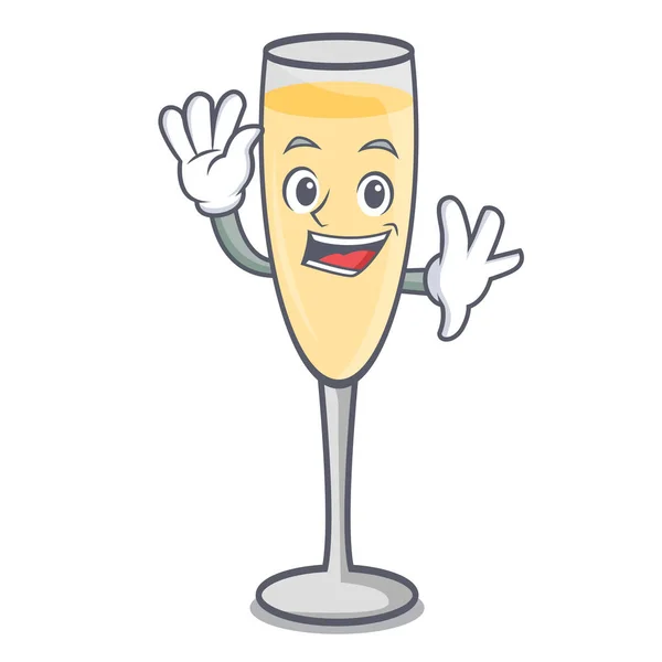 Winken Champagner Charakter Cartoon-Stil — Stockvektor