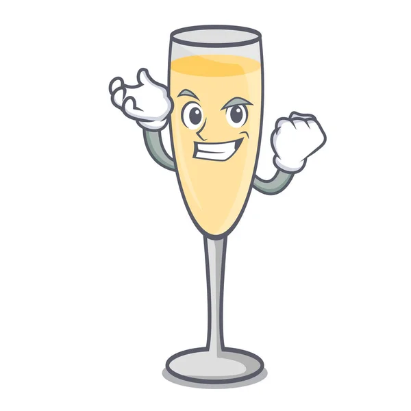 Succès champagne personnage dessin animé style — Image vectorielle