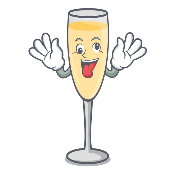 Crazy champagne mascot cartoon style — Stock Vector