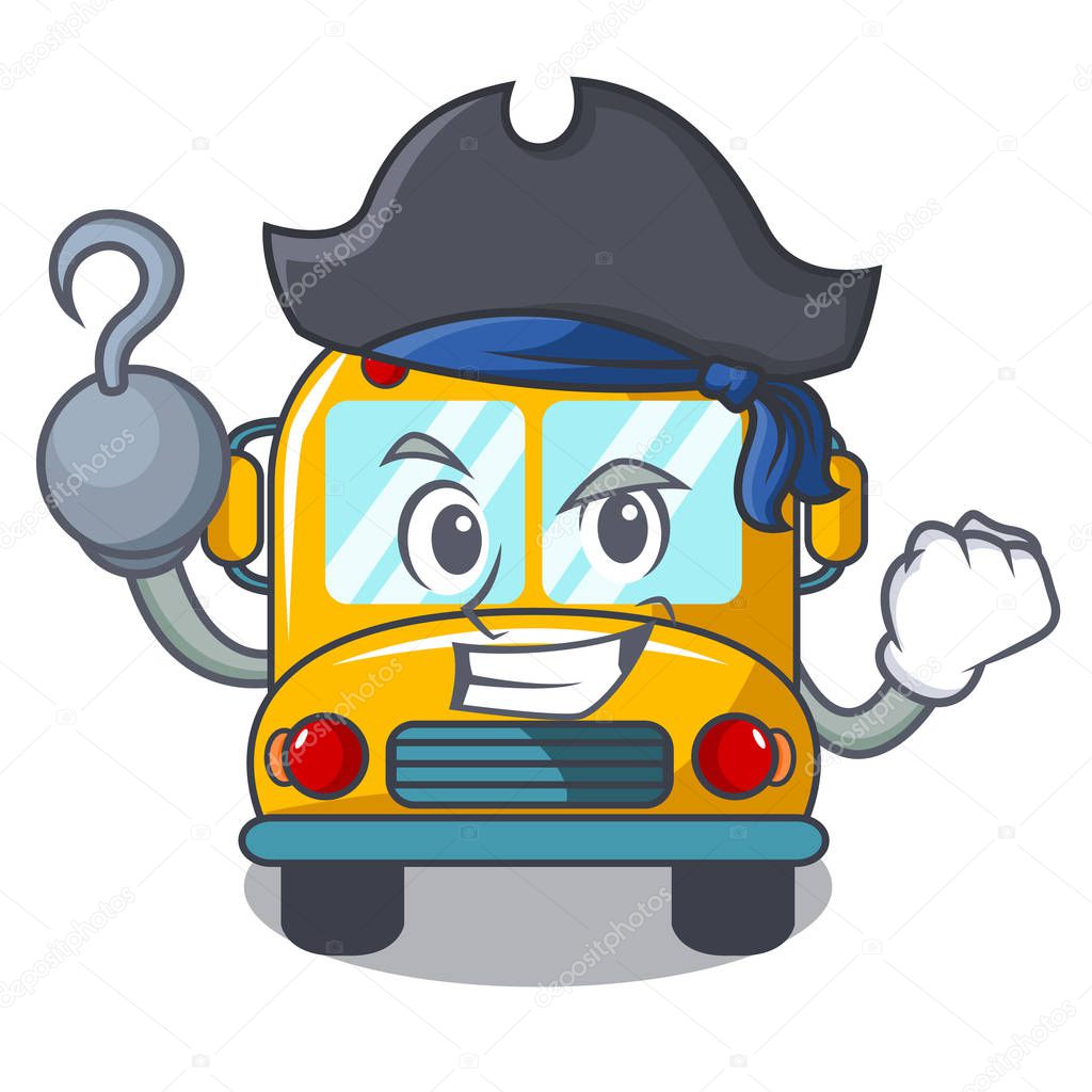 Pirate school bus character cartoon vector illustration