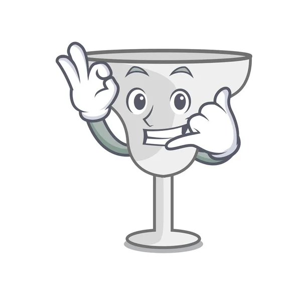 Appelez Moi Mascotte Verre Margarita Illustration Vectorielle Dessin Animé — Image vectorielle