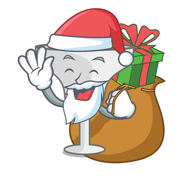 Santa Avec Cadeau Margarita Verre Mascotte Dessin Animé Vectoriel Illustration — Image vectorielle