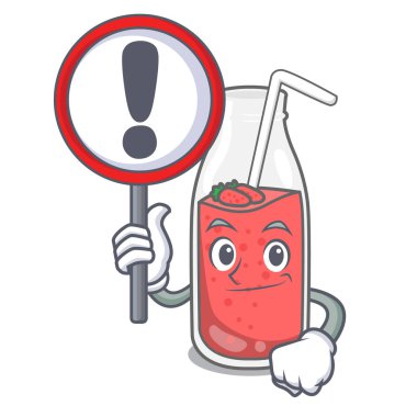 İşareti çilek güler yüzlü karakter karikatür vektör çizim ile