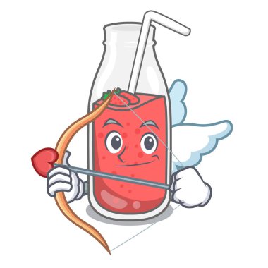 Aşk tanrısı çilek güler yüzlü karakter karikatür vektör çizim