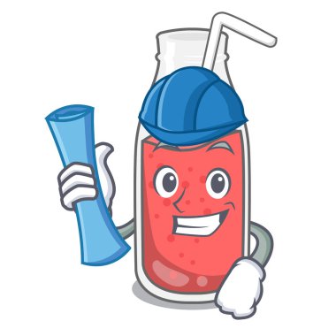 Mimar çilek güler yüzlü karakter karikatür vektör çizim