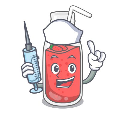 Hemşire çilek güler yüzlü karakter karikatür vektör çizim