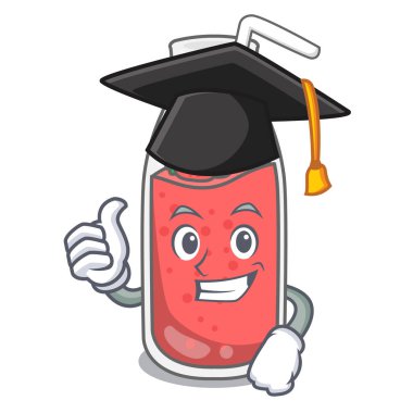 Mezuniyet çilek güler yüzlü karakter karikatür vektör çizim