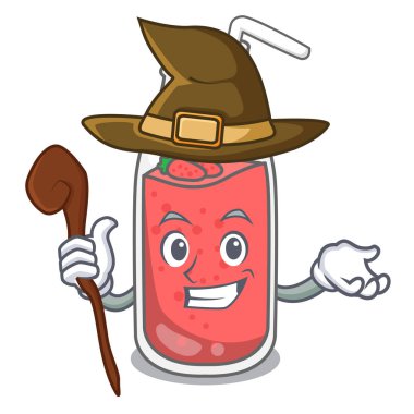 Cadı çilek güler yüzlü maskot karikatür vektör çizim