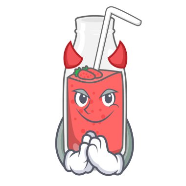 Şeytan çilek güler yüzlü maskot karikatür vektör çizim