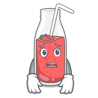 Korkarım çilek güler yüzlü maskot karikatür vektör çizim