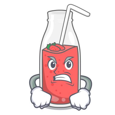 Kızgın çilek güler yüzlü maskot karikatür vektör çizim