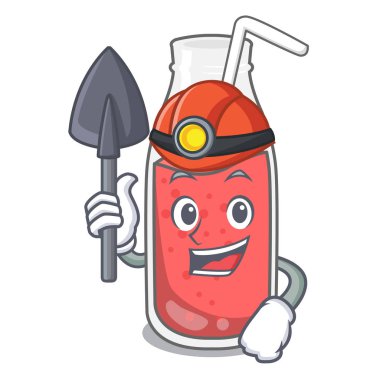 Madenci çilek güler yüzlü maskot karikatür vektör çizim