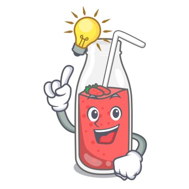 Bir fikir çilek güler yüzlü maskot karikatür vektör çizim var