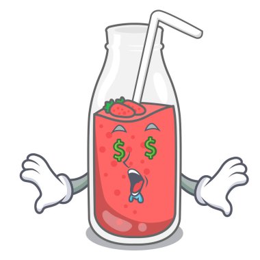 Para göz çilek güler yüzlü maskot karikatür vektör çizim