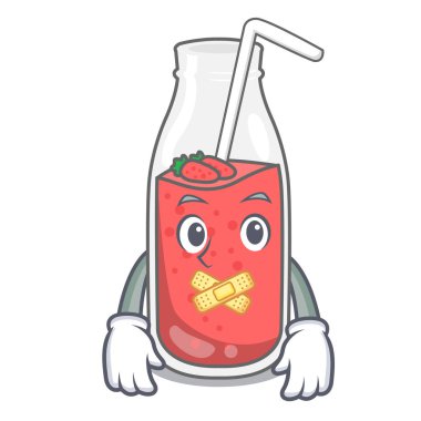 Sessiz çilek güler yüzlü maskot karikatür vektör çizim