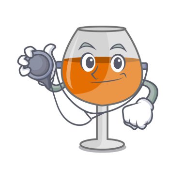 Doktor konyak ballon cam karakter karikatür vektör çizim