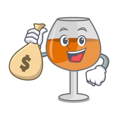 Para çantası konyak ballon cam karakter karikatür vektör çizim ile