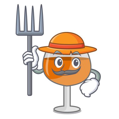 Çiftçi konyak ballon cam karakter karikatür vektör çizim