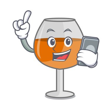 Telefon konyak ballon cam karakter karikatür vektör çizim ile