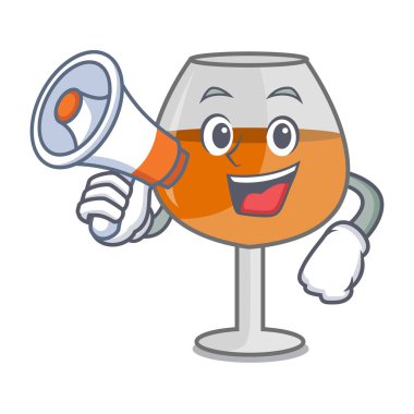 Megafon konyak ballon cam karakter karikatür vektör çizim ile