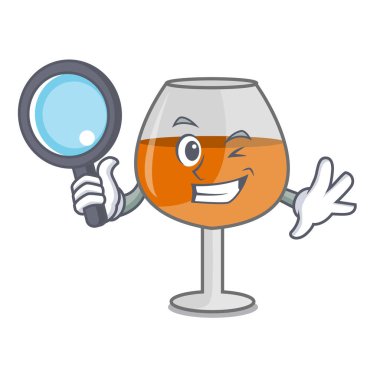 Dedektif konyak ballon cam karakter karikatür vektör çizim