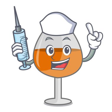 Hemşire konyak ballon cam karakter karikatür vektör çizim