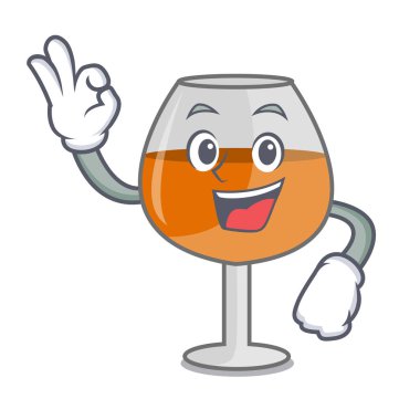 Konyak ballon cam karakter karikatür vektör çizim Tamam