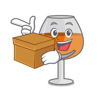 Kutusu konyak ballon cam karakter karikatür vektör çizim ile