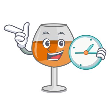 Saat konyak ballon cam karakter karikatür vektör çizim ile