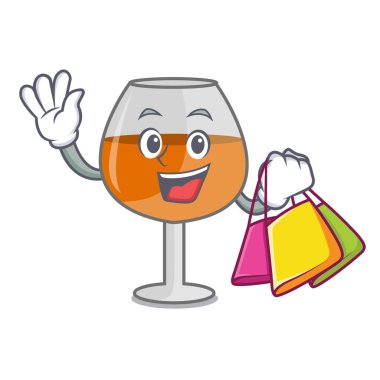 Alışveriş konyak ballon cam karakter karikatür vektör çizim