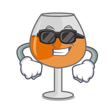 Süper cool konyak ballon cam karakter karikatür vektör çizim