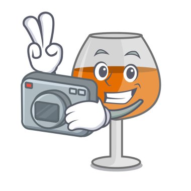 Fotoğrafçı konyak ballon cam maskot karikatür vektör çizim