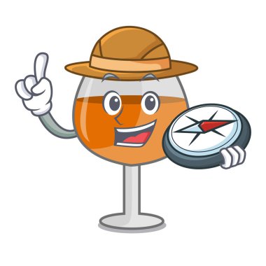 Explorer konyak ballon cam maskot karikatür vektör çizim