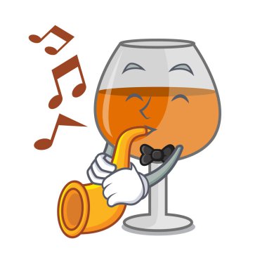 Trompet konyak ballon cam maskot karikatür vektör çizim ile