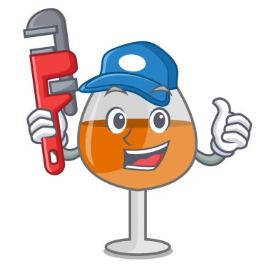 Tesisatçı konyak ballon cam maskot karikatür vektör çizim